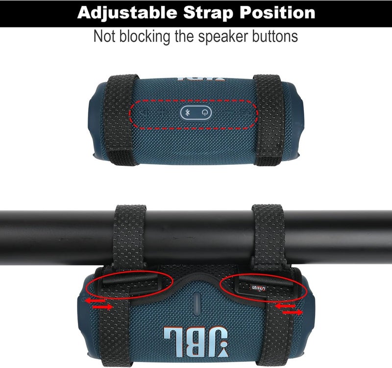 TXesign حامل مكبر صوت محمول للدراجة/عربة الجولف/درابزين القارب، حزام قابل للتعديل لحامل مكبر الصوت للدراجة لجهاز JBL Charge 5/Charge 6/Flip 5/Flip 6/Flip 7/Beats Pill - Image 4